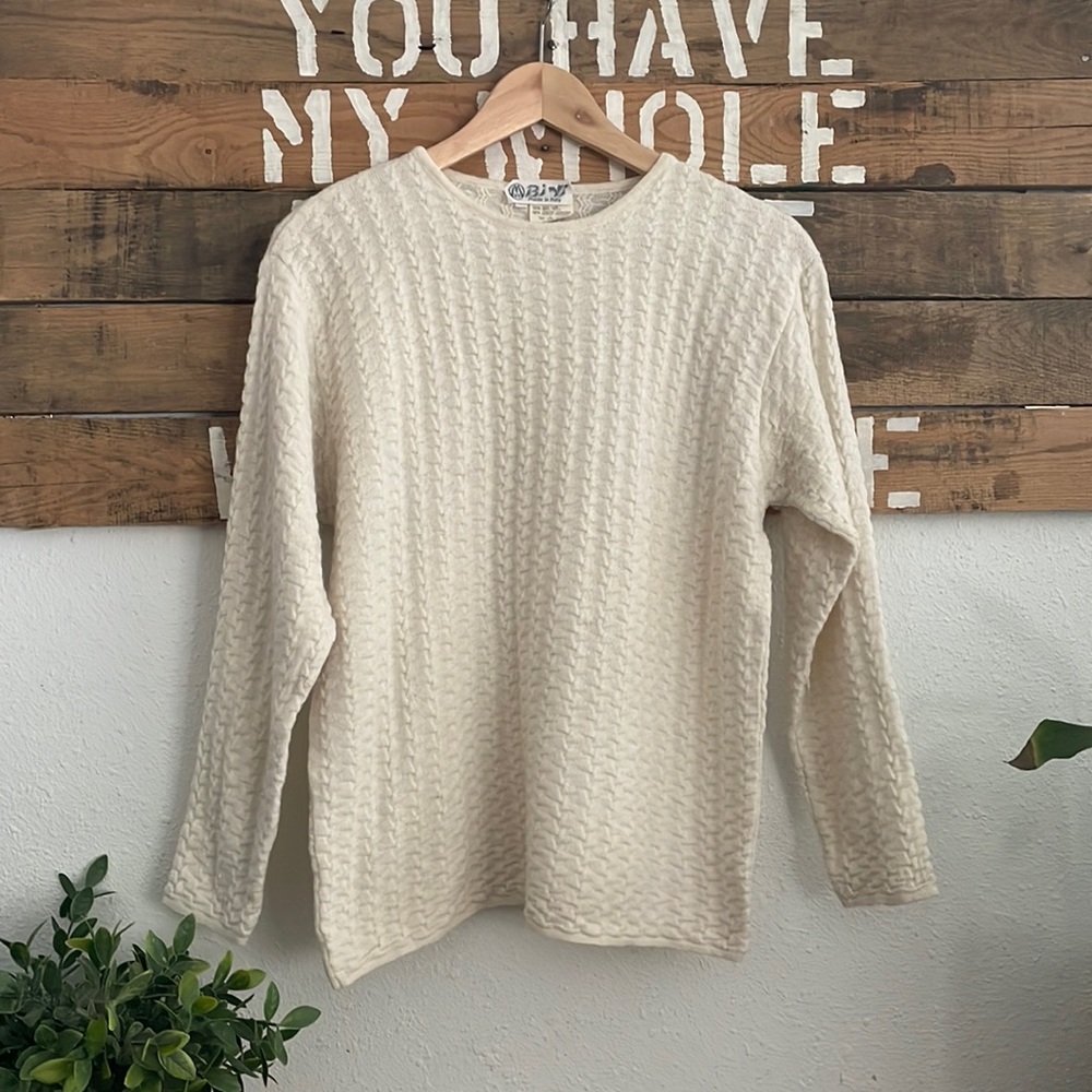 Wool/Acrylic White/Cream Sweater by Bi Vi Made in Italy